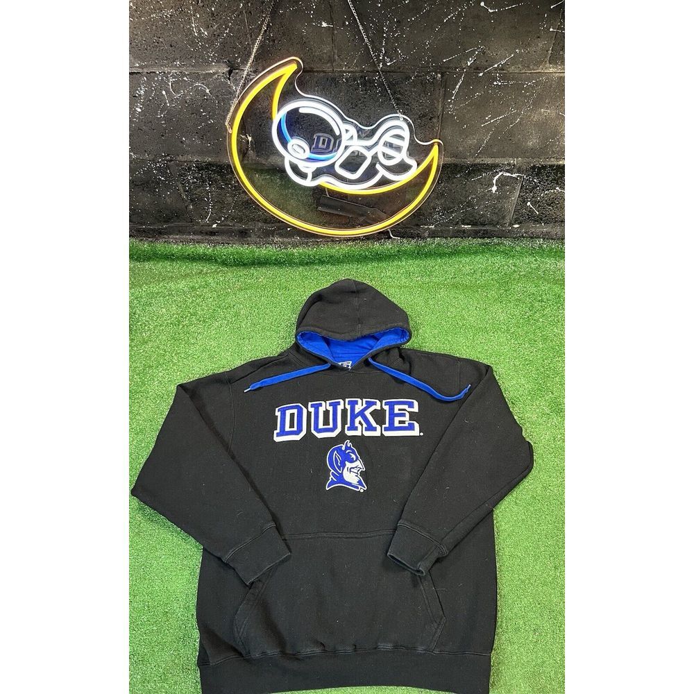 Vintage‎ E5 Duke Blue Devils Black Hoodie Pullover Men's LG Embroidered Logo